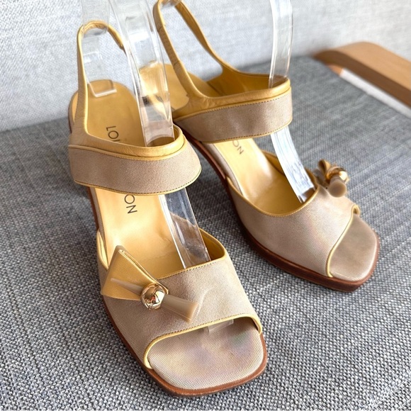 Louis Vuitton LV Vintage Slingback Heels Butter Yellow and tan Size EU 37.5 - Picture 3 of 11